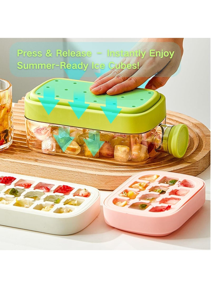BESTPEAK 2 in 1 ice cube tray, press ice cube jug, press cold ice cube mold and jug, cool summer ice cube cup with lid and bucket, easy release silicone mold ice bottle for drinks, coffee, juice - Image 2