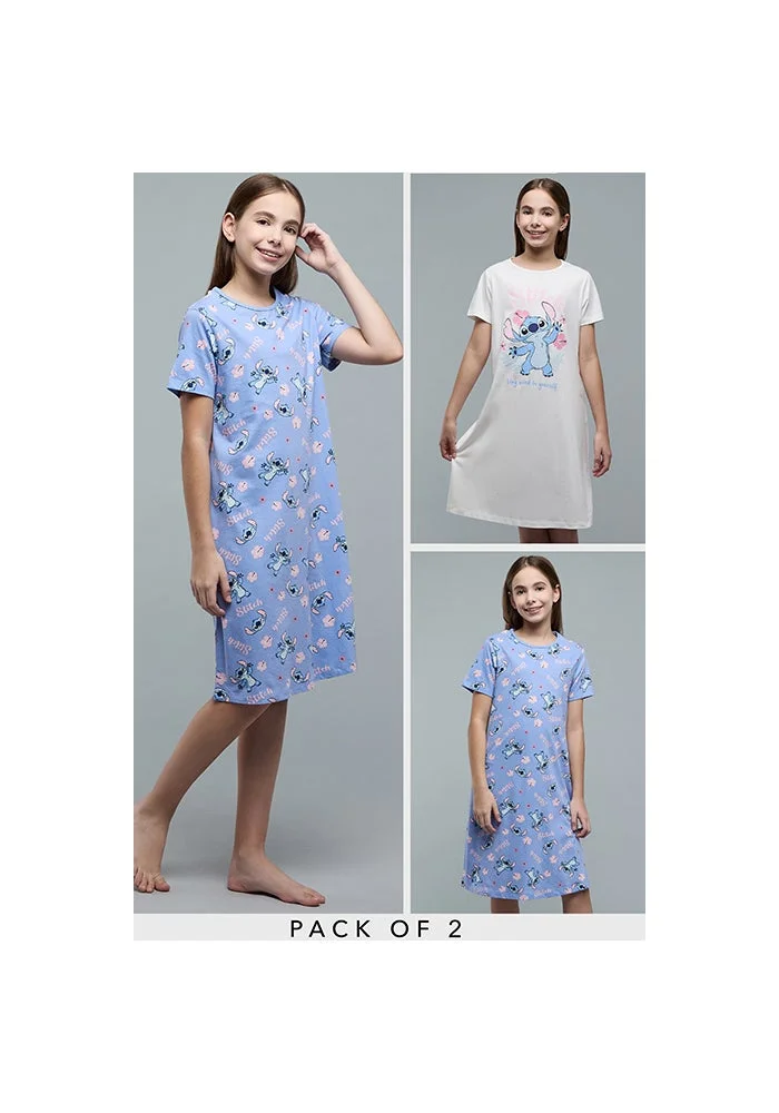 R&b 2 Pack Stitch Print Nightdresses