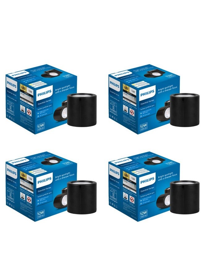 PHILIPS 12W Surface Mounted LED Spot Light | Synthetic Cylindrical COB Spot Down Light for Home & Decoration | Light Color: Warm White | Pack of 4 - Image 1