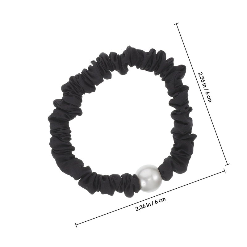 3Pcs Pearl Beaded Hair Scrunchies Elastic Ponytail Holders For Women Navy Black Silver Gray - Image 3