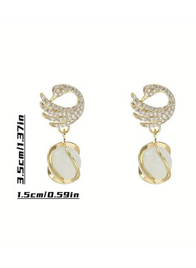Ready For Chai Exquisite Fashionable Creative Swan Pendant Earrings Classic Accessory Elegant Earrings, Birthday Party New Year Gift - Image 4