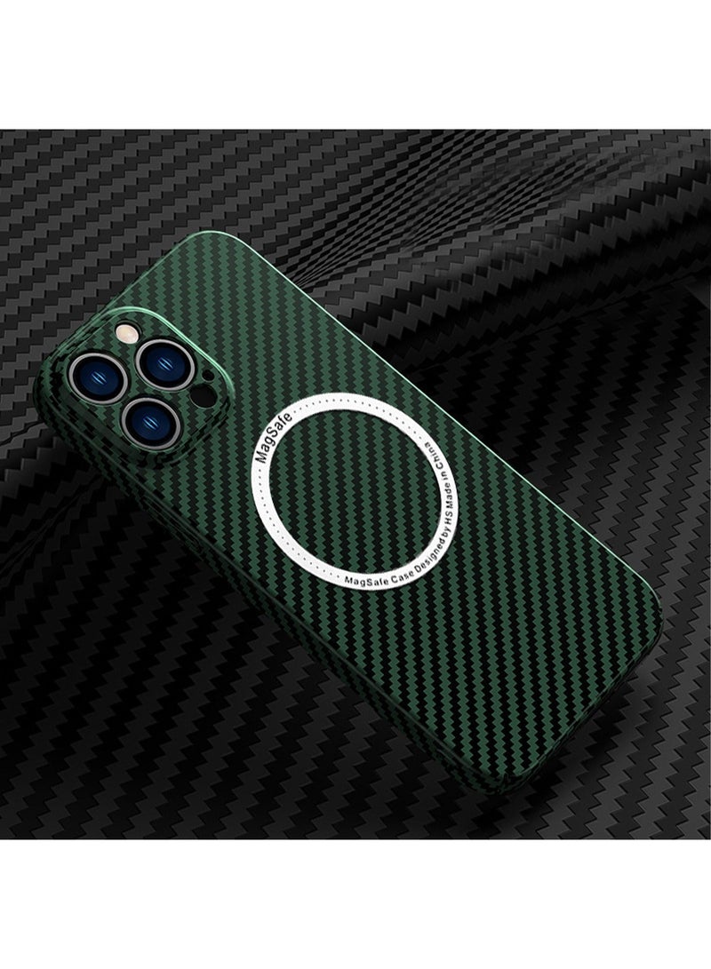 TEAM LUXURY IPhone 15 Pro Max Case Compatible With MagSafe Support Wireless Charging Ultra Thin Slim Shockproof Carbon Fiber Texture Plastic Hard Back Phone Accessories Cover Iphone 15 Pro Max  - Image 5