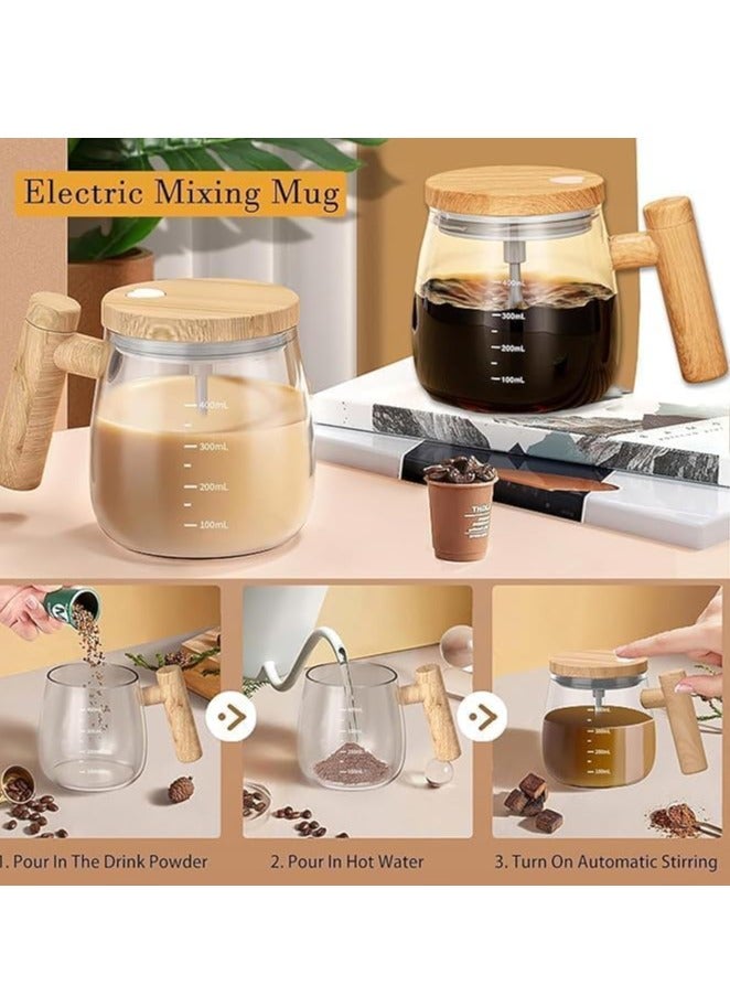 Self-Stirring Glass Coffee Mug – 400ml Battery-Operated Electric Mixing Cup with Lid & Handle for Coffee, Milk, Protein & Beverages – Home & Office Use - Image 2