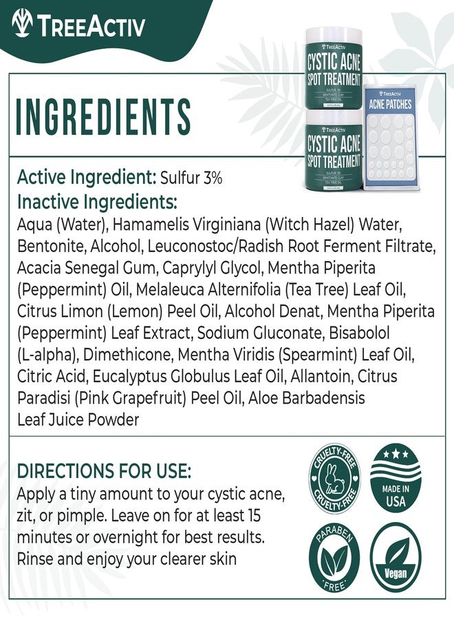 TreeActiv Cystic Acne Spot Treatment, 2-Pack, Sulfur Spot Treatment, Hormonal Acne Treatment with Tea Tree, Cystic Acne, Blackheads, Cystic Acne Treatment and Pimple Spot Treatment for Face, 240+ Uses - Image 5
