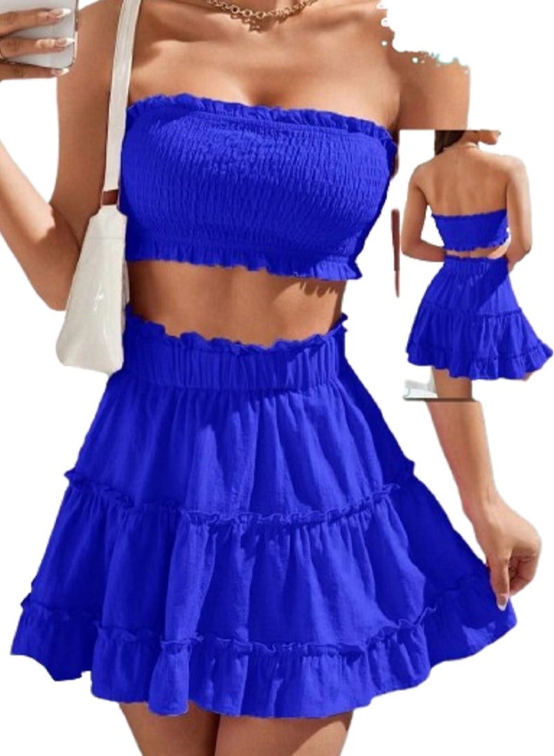MANIKAN Manikan -women's solid set with high waist skirt and sleevless top 