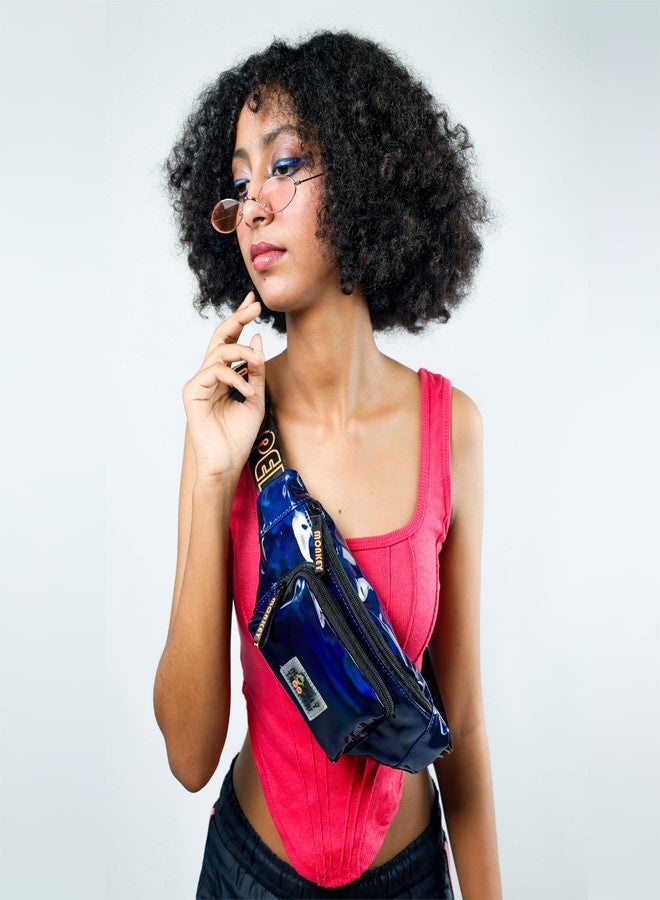 MONKEY TROOPERS Lit Waist Bag Crossbody for Stylish Women Men Girls Boys Fanny Pack Chest Bag for Travel, Party, Concert, College, Festival, Water Resistant, Coldplay Gift (Navy) - Image 2