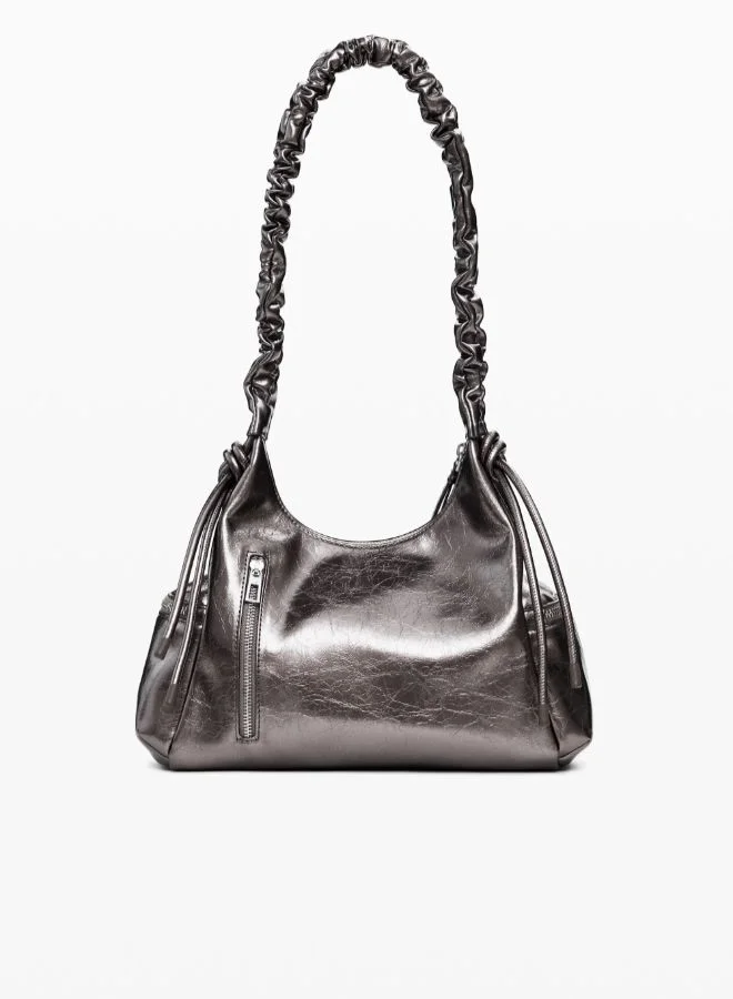 DESIGUAL Metallic medium 3D logo bag with ruched handle