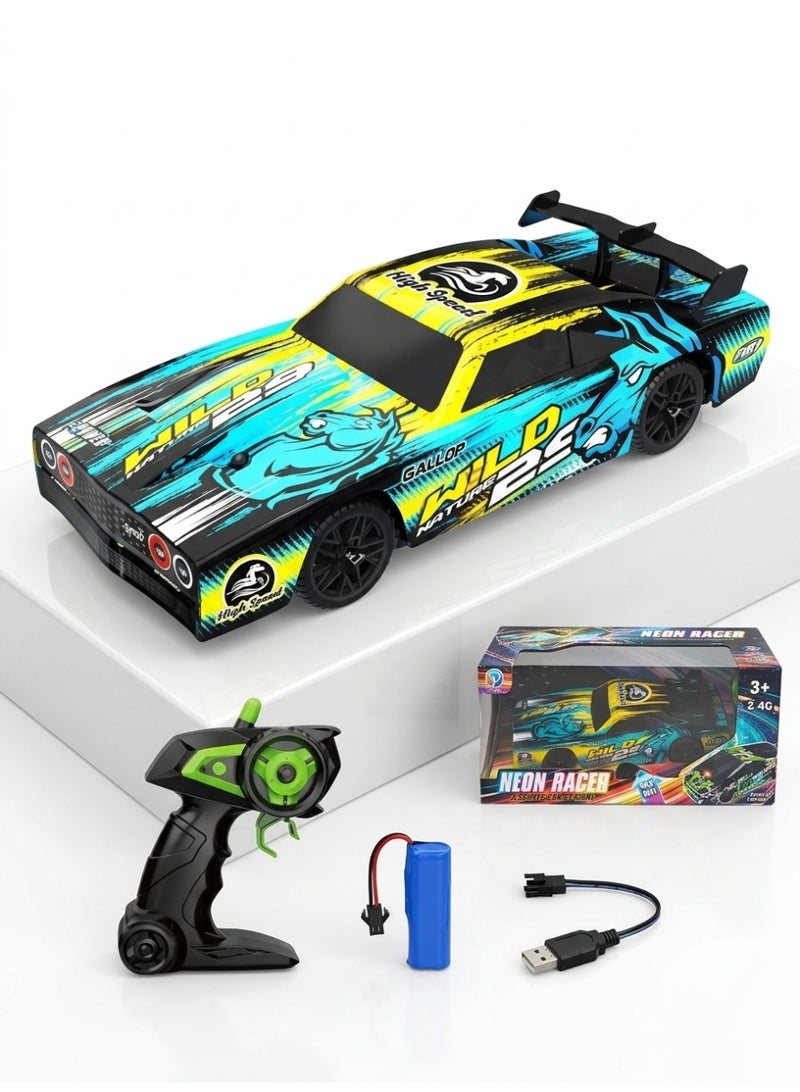 Neon Racer Remote Control Car with 2.4GHz Wireless  Controller, Lights & Music, High-Speed RC Sports Car Toy for Kids 3+ Year - Image 1