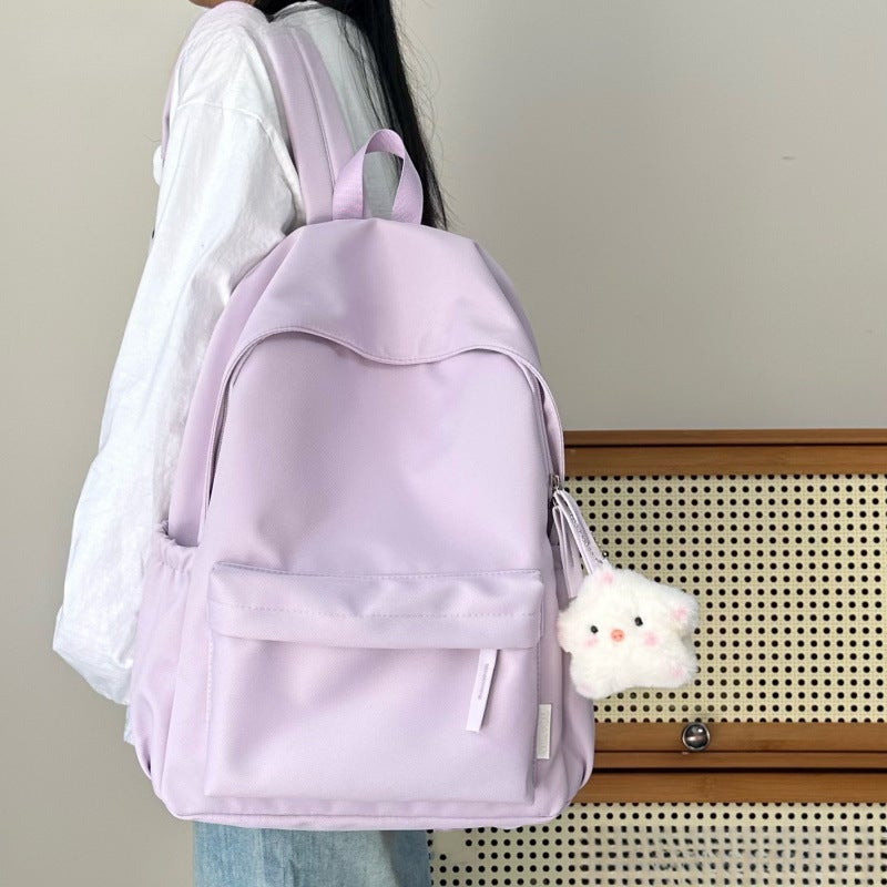 Schoolbags For Junior High School Girls, High-Looking, Simple And Versatile, Solid Color College Student Backpacks, Female High School Students’ Backpacks, Soft - Image 3