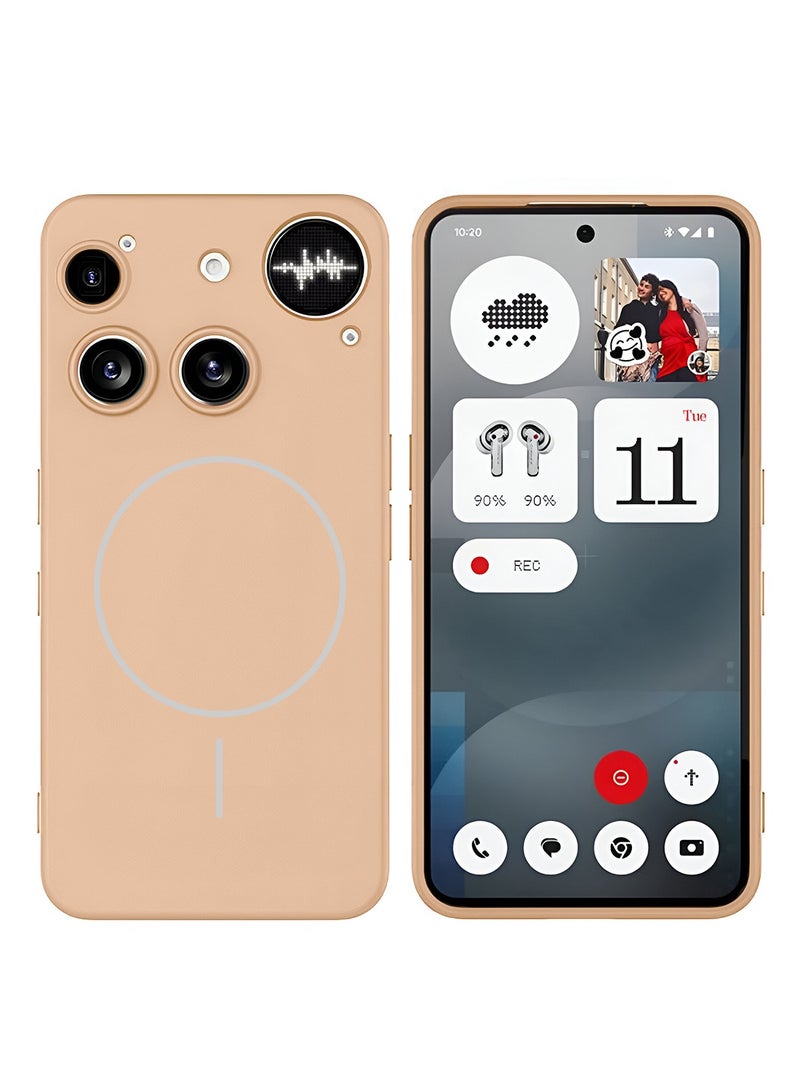 Wtech Nothing Phone (3) 5G 2025 Premium Liquid Silicone Compatible With Thin Magsafe Ring Case Cover (MCMPMN) - Gold - Image 1