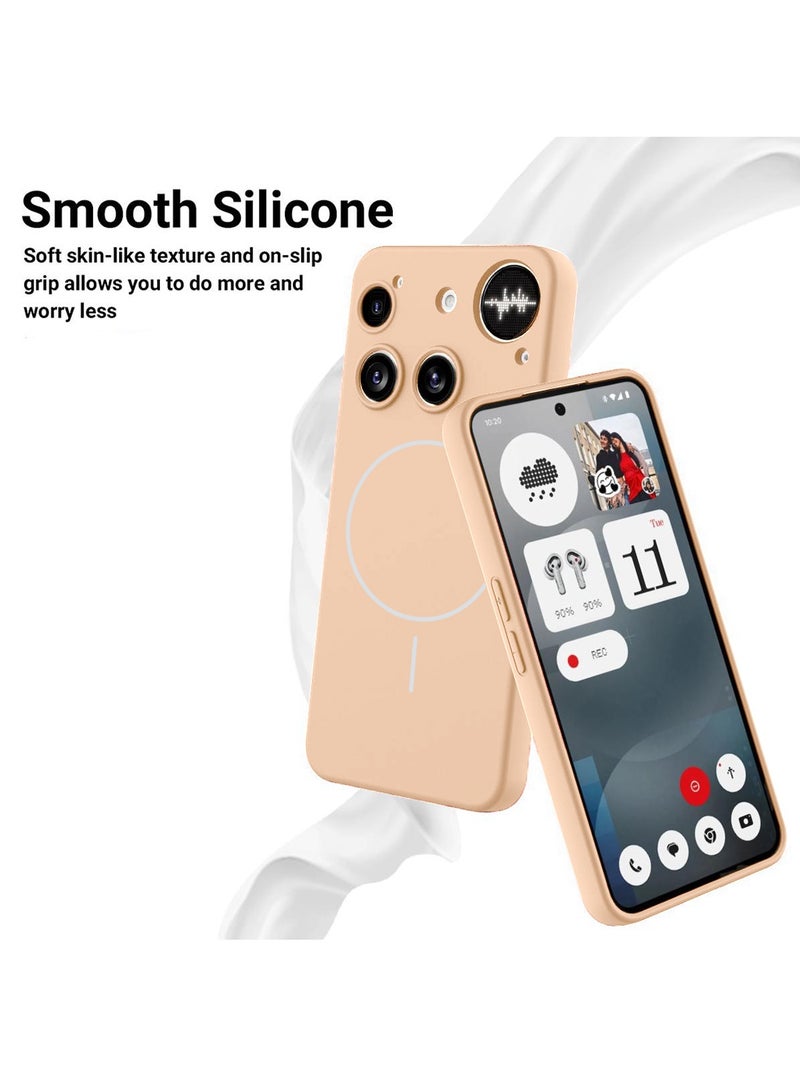 Wtech Nothing Phone (3) 5G 2025 Premium Liquid Silicone Compatible With Thin Magsafe Ring Case Cover (MCMPMN) - Gold - Image 3