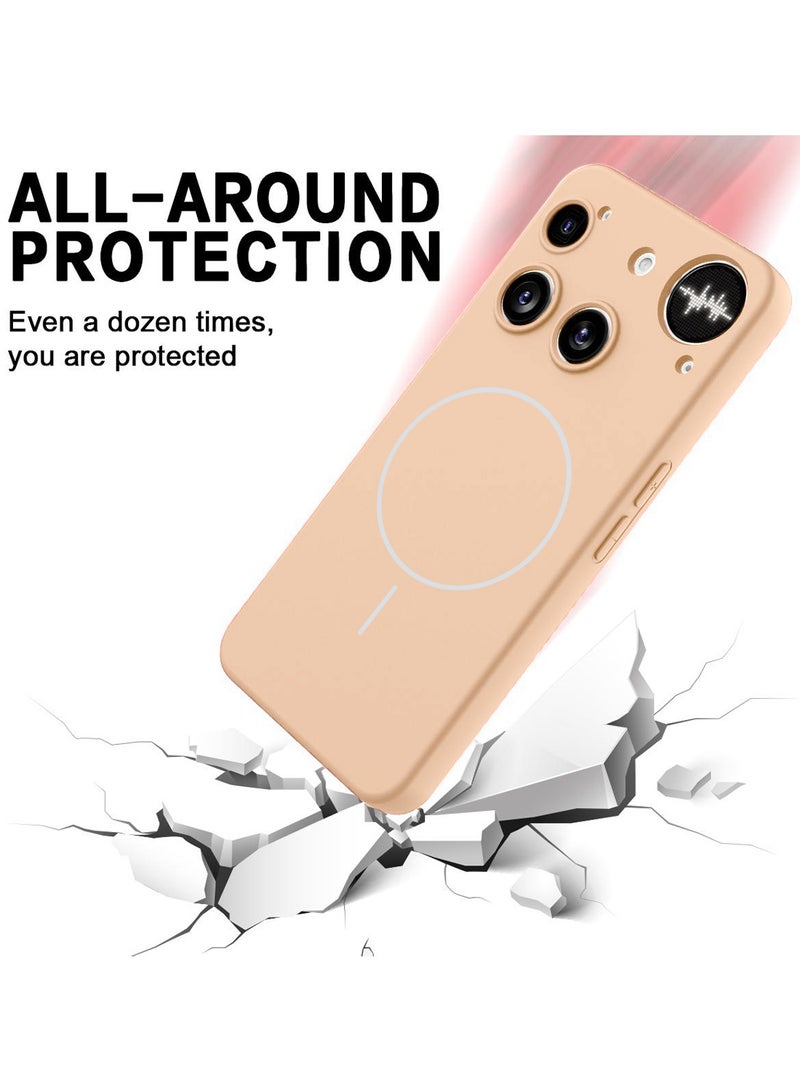 Wtech Nothing Phone (3) 5G 2025 Premium Liquid Silicone Compatible With Thin Magsafe Ring Case Cover (MCMPMN) - Gold - Image 5