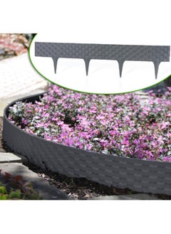GardenPlast GardenPlast® Rattan Palissade - Lawn Edging Garden Palissade Beetumrandung Rattan Look - 2.40 m, Anthracite  - Image 1