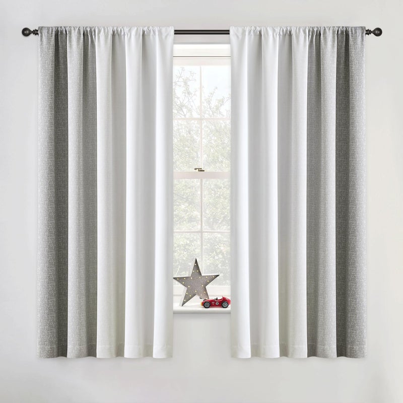 Geomoroccan Ombre 100 Blackout Curtains 63 Inch Length 2 Panels for Bedroom Living Room Grey White Gradient Patterned Room Darkening Noise Reducing Thermal Rod Pocket Window Treatment Drapes