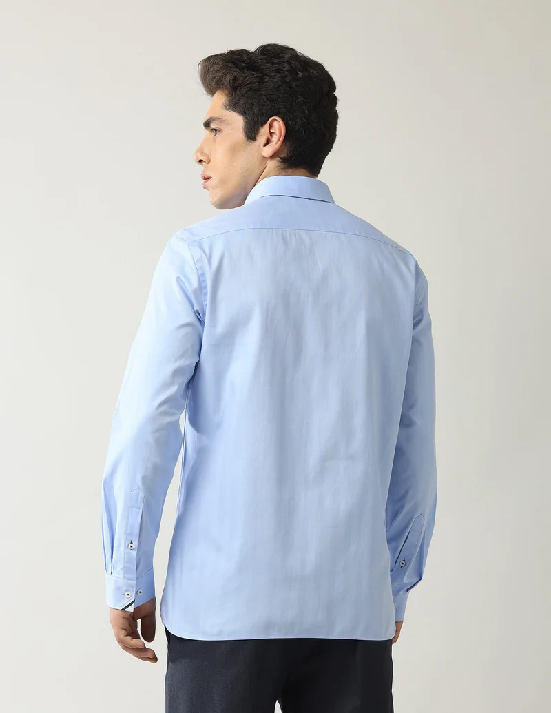 Arrow Blue Solid Manhattan Slim Fit Shirt for Men | Best Price UAE
