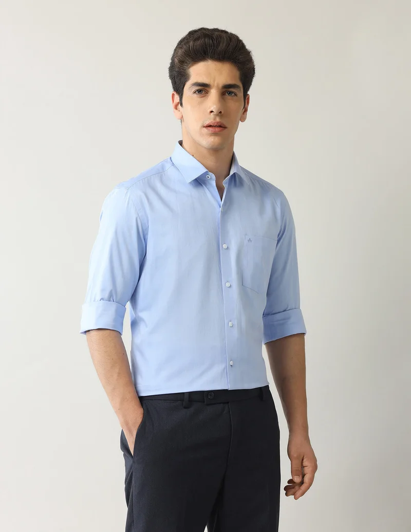 Arrow Blue Solid Manhattan Slim Fit Shirt for Men | Best Price UAE