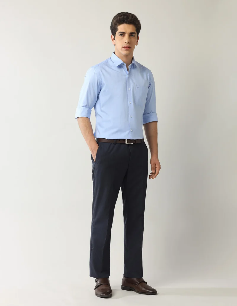 Arrow Blue Solid Manhattan Slim Fit Shirt for Men | Best Price UAE