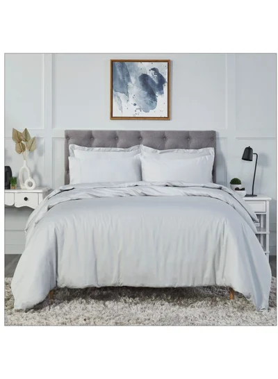 Donetella Comforter Set 7-Pieces Double Size Hotel Style All Season Cotton Rich Bedding Set With Removable Cover And Down Alternative Filling, Grey