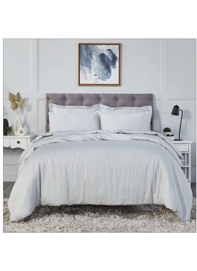 Donetella Comforter Set 7-Pieces Double Size Hotel Style All Season Cotton Rich Bedding Set With Removable Cover And Down Alternative Filling, Grey  - Image 1