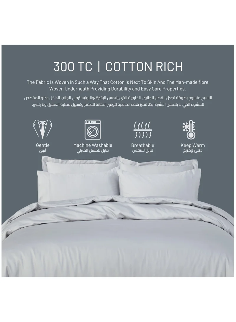 Donetella Comforter Set 7-Pieces Double Size Hotel Style All Season Cotton Rich Bedding Set With Removable Cover And Down Alternative Filling, Grey