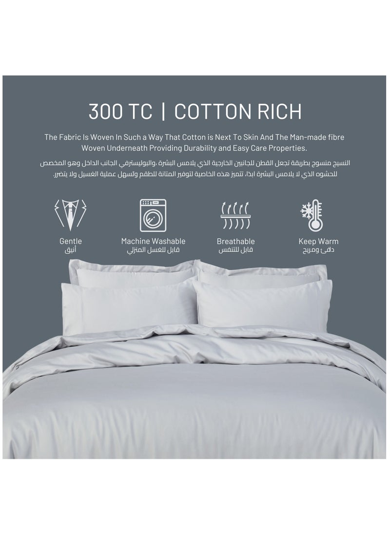 Comforter Set 7-Pieces Double Size Hotel Style All Season Cotton Rich Bedding Set With Removable Cover And Down Alternative Filling, Grey