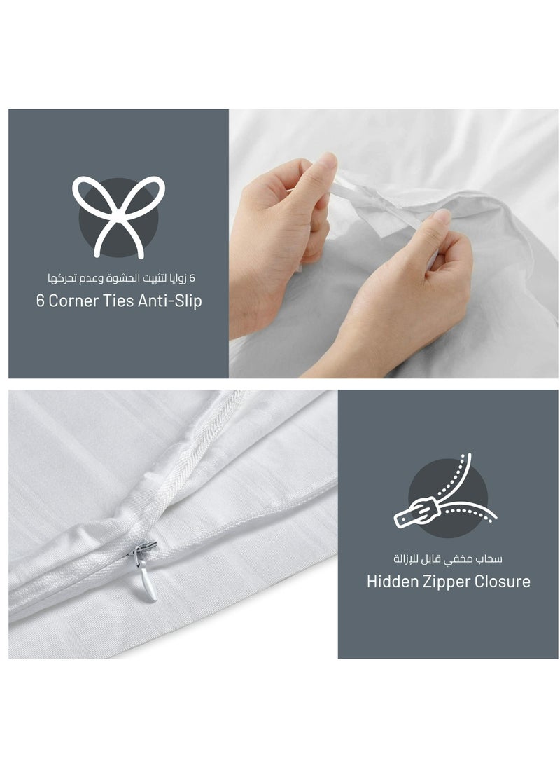 Donetella Comforter Set 7-Pieces Double Size Hotel Style All Season Cotton Rich Bedding Set With Removable Cover And Down Alternative Filling, Grey  - Image 4