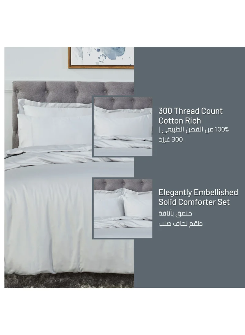 Donetella Comforter Set 7-Pieces Double Size Hotel Style All Season Cotton Rich Bedding Set With Removable Cover And Down Alternative Filling, Grey