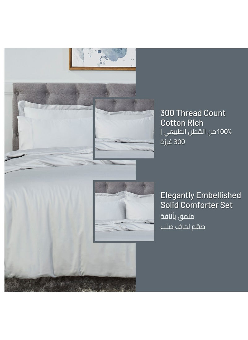 Comforter Set 7-Pieces Double Size Hotel Style All Season Cotton Rich Bedding Set With Removable Cover And Down Alternative Filling, Grey