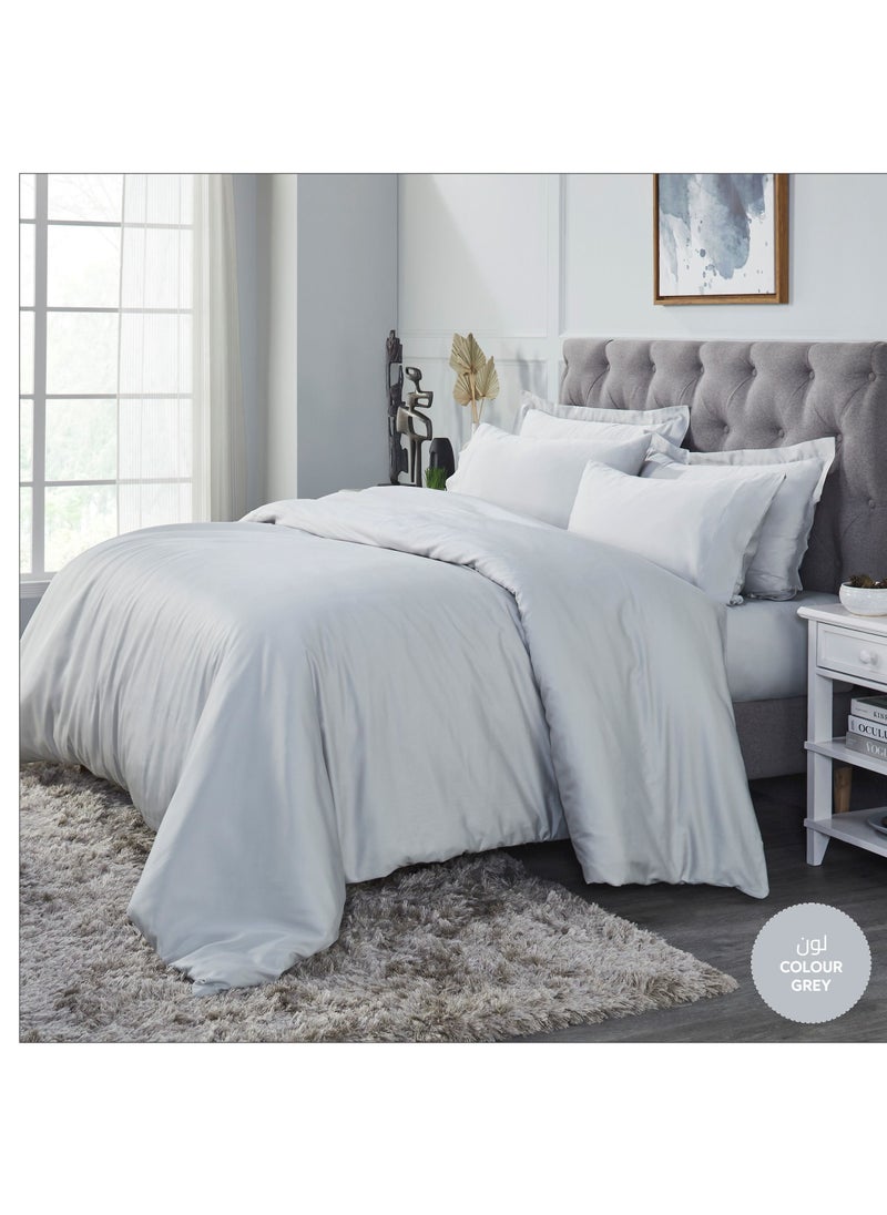 Donetella Comforter Set 7-Pieces Double Size Hotel Style All Season Cotton Rich Bedding Set With Removable Cover And Down Alternative Filling, Grey  - Image 2