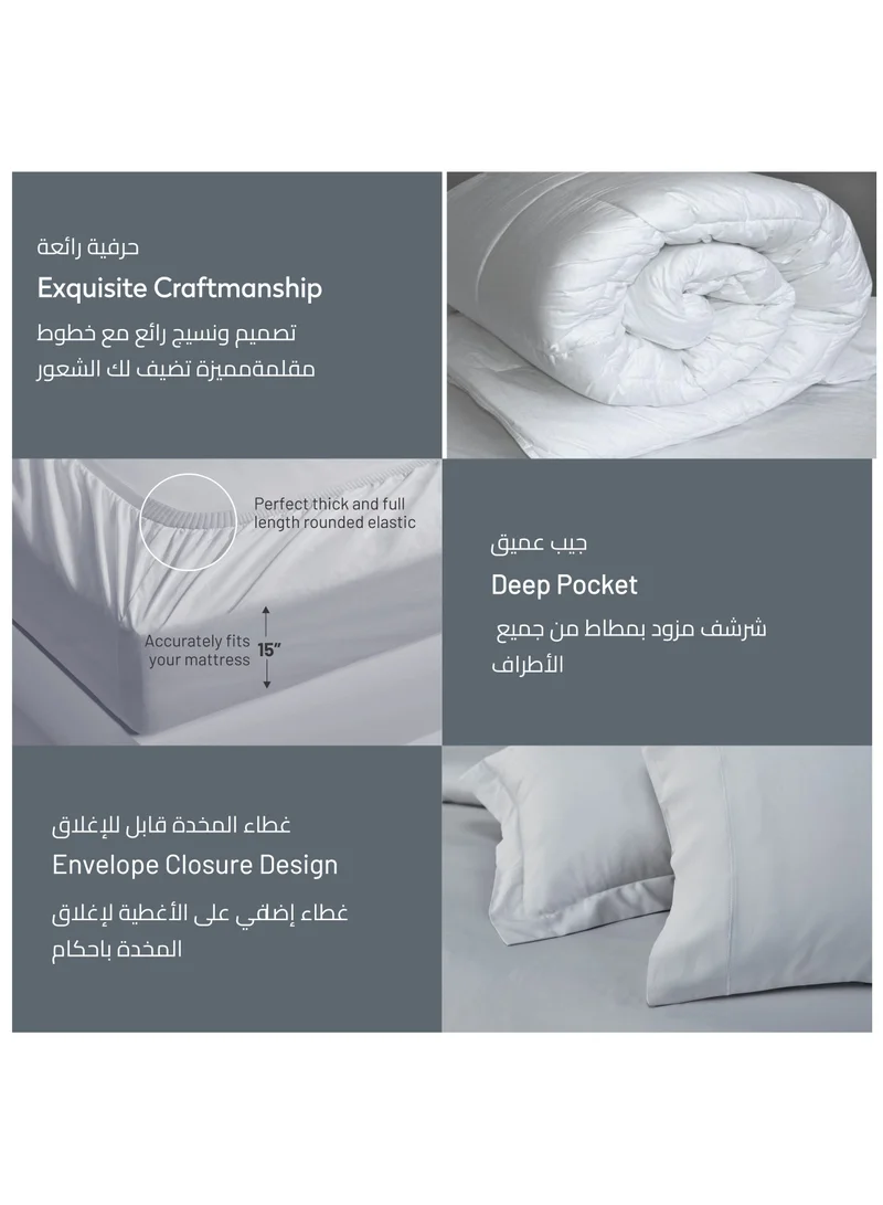 Donetella Comforter Set 7-Pieces Double Size Hotel Style All Season Cotton Rich Bedding Set With Removable Cover And Down Alternative Filling, Grey
