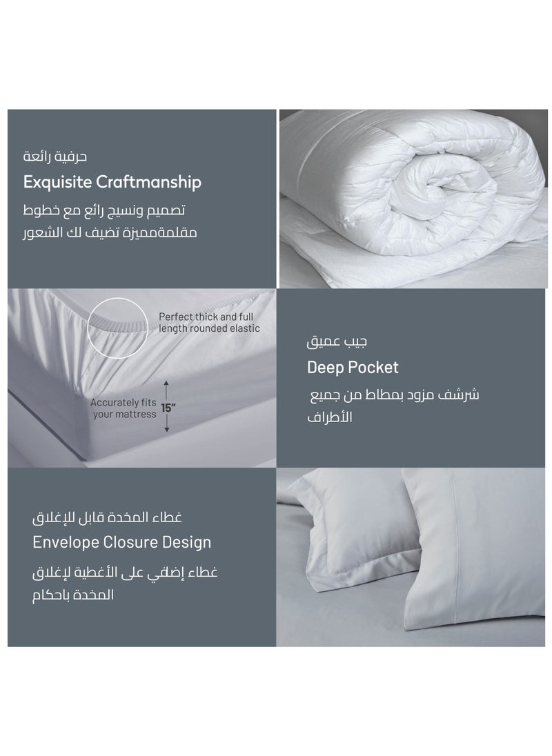 Donetella Comforter Set 7-Pieces Double Size Hotel Style All Season Cotton Rich Bedding Set With Removable Cover And Down Alternative Filling, Grey  - Image 5