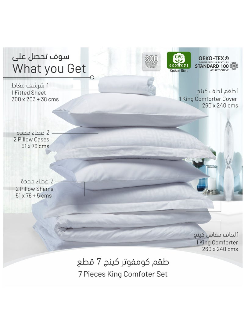 Donetella Comforter Set 7-Pieces Double Size Hotel Style All Season Cotton Rich Bedding Set With Removable Cover And Down Alternative Filling, Grey  - Image 3