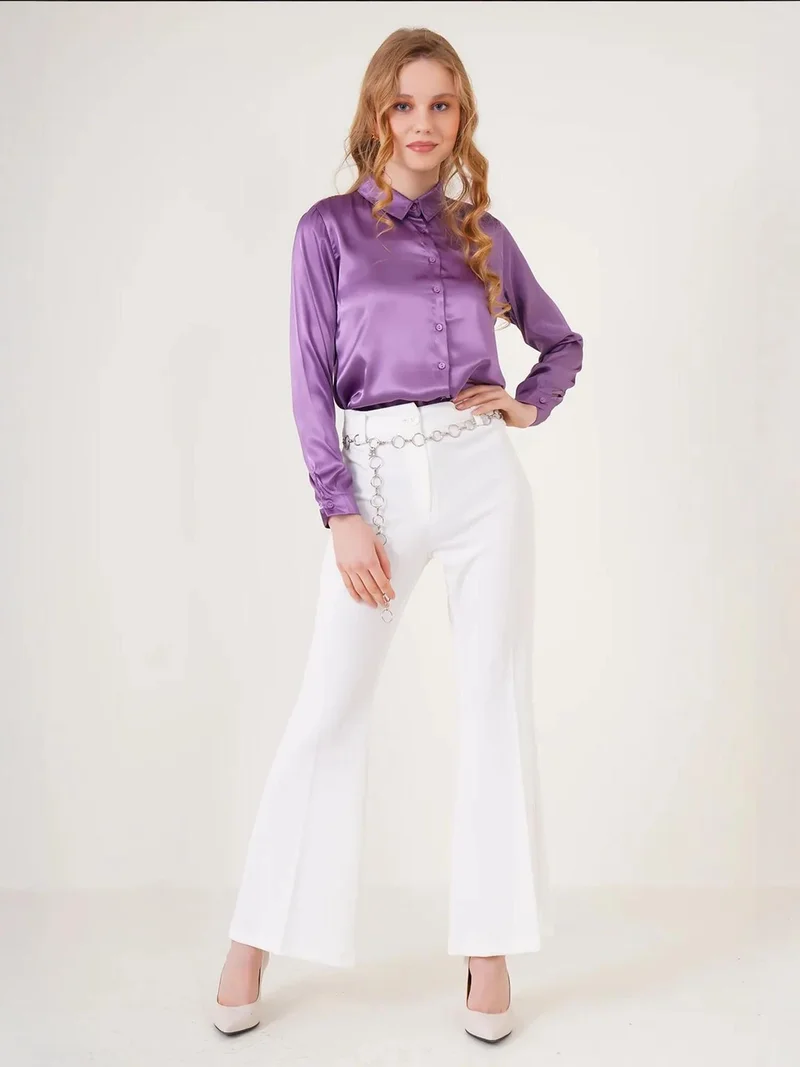 بيغ دارت قميص ساتان بأكمام طويلة بأزرار