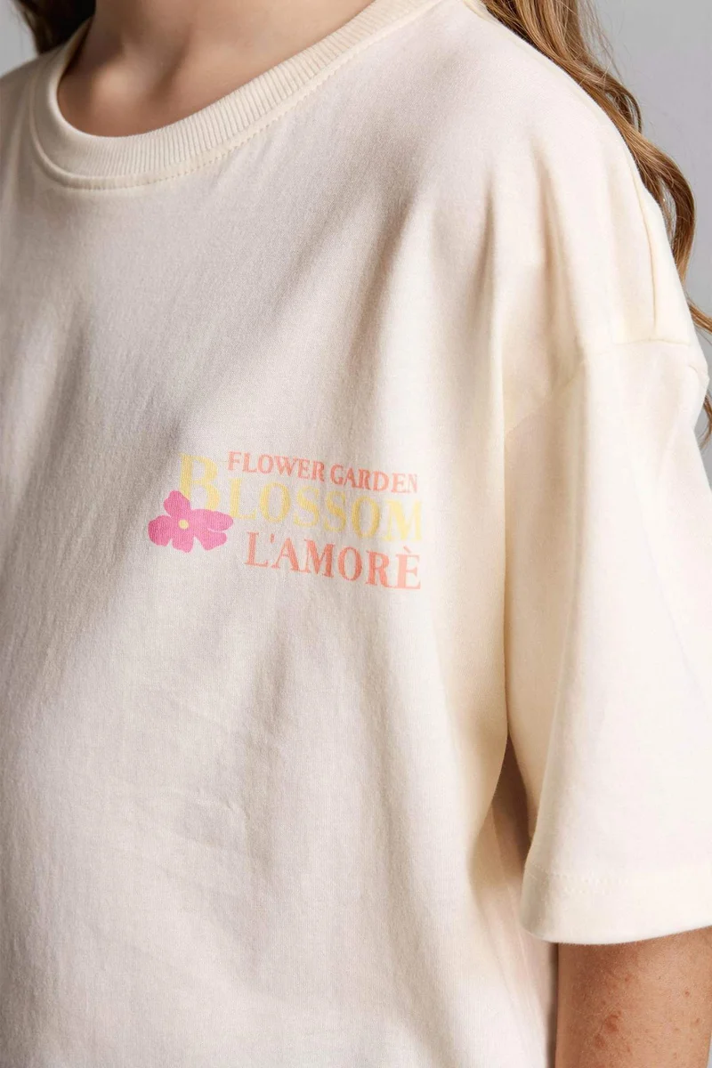 DeFacto Oversize Fit Floral Short Sleeve T-Shirt