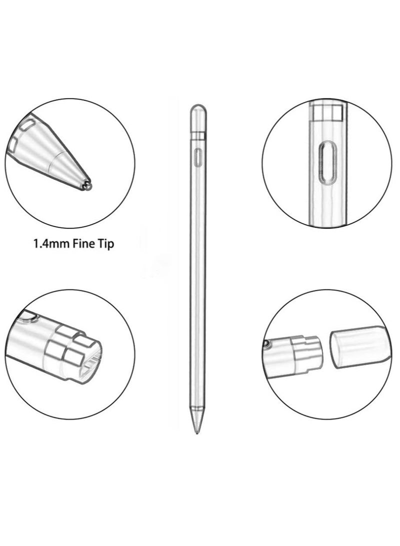 DUSALA Active Stylus Pen for Touch Screens 1.5mm Fine Point Rechargeable Digital Pencil Capacitive Pen Fine Point Stylus Pen Pencil Compatible with iPhone iPad and Other Tablets (Red) - Image 4