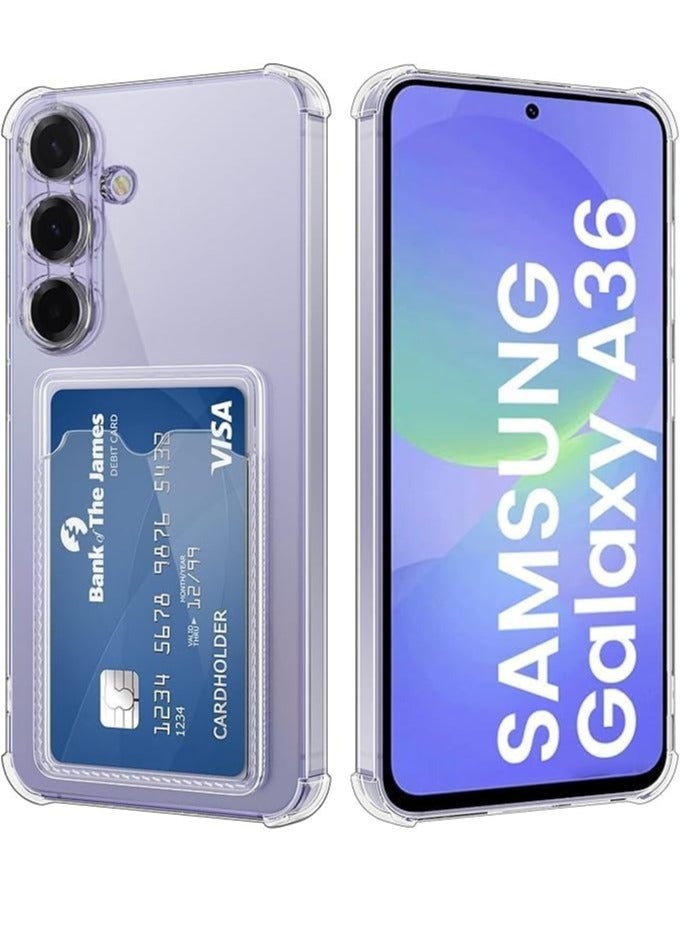جراب لهاتف Samsung Galaxy A36 جراب واقٍ مع فتحة للبطاقة، جراب شفاف من السيليكون TPU للهاتف المحمول، جراب محفظة رفيع وناعم ومقاوم للصدمات
