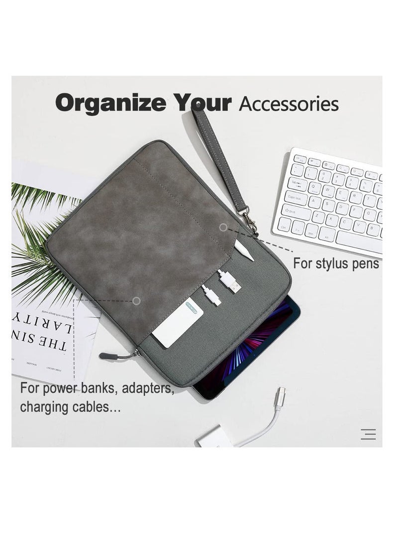 غطاء حقيبة كمبيوتر محمول بسحاب مقاس 13 و 13.3 بوصة مع حقيبة شاحن ضد الغبار حقيبة يد مقاومة للماء للرجال أو النساء اللون رمادي غامق - Image 5