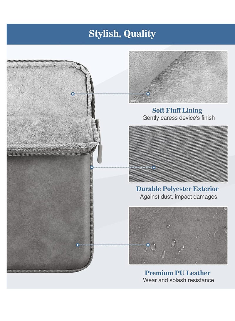 غطاء حقيبة كمبيوتر محمول بسحاب مقاس 13 و 13.3 بوصة مع حقيبة شاحن ضد الغبار حقيبة يد مقاومة للماء للرجال أو النساء اللون رمادي غامق - Image 4