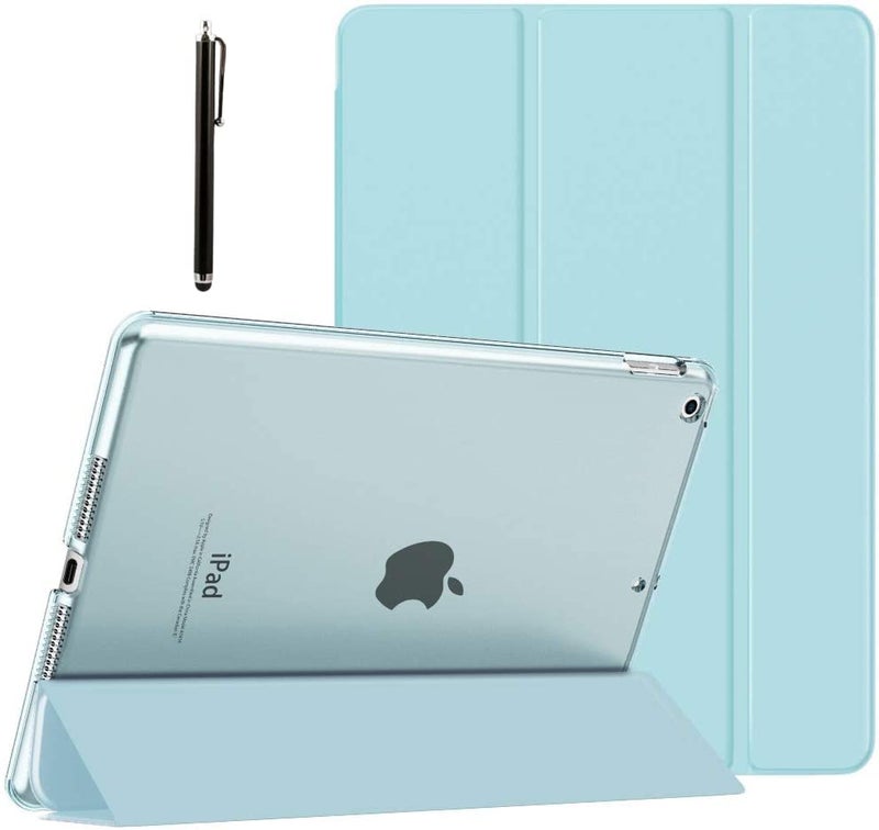 ProElite Smart Trifold Hard Back Flip Stand Case Cover for Apple iPad 9.7 inch 2018/2017 5th 6th Generation with Stylus Pen- Light Blue - Image 1
