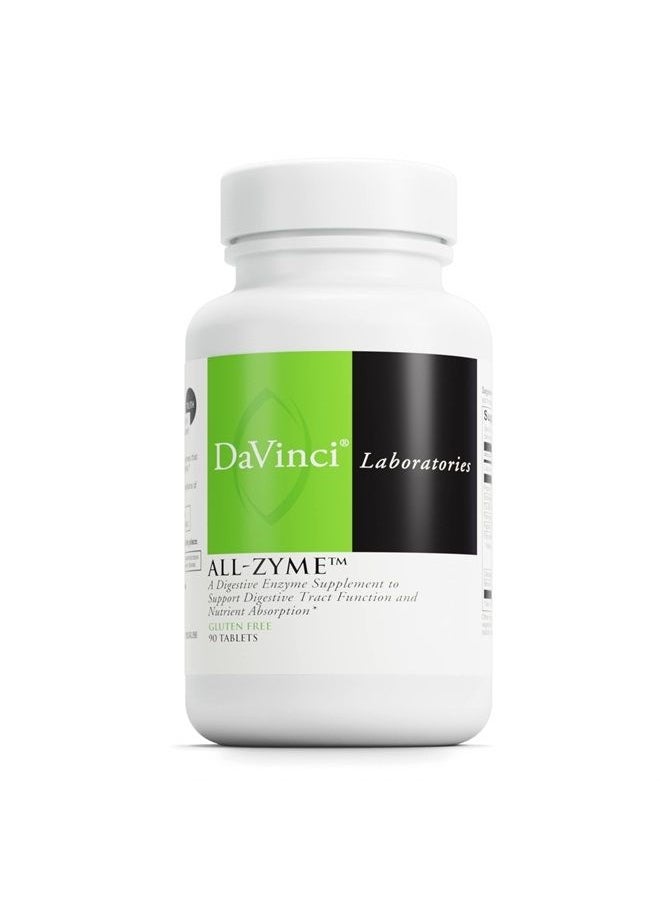 Davinci - Labs All-Zyme - Dietary Supplement to Support Digestive Tract Function and Nutrient Absorption - with Calcium, Pepsin, Bromelain, Papain, Pancreatin and More - Gluten-Free - 90 Tablets - Image 1