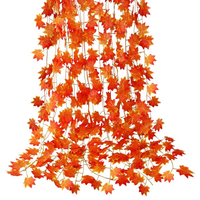 12 PACK FALL LEAF GARLAND HANGING VINES GARLAND ARTIFICIAL FALL MAPLE LEAVES THANKSGIVING DECOR FOR HOME WEDDING FIREPLACE PARTY