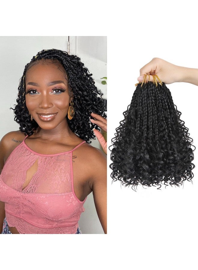 Julen Goddess Box Braids Crochet Hair 1B - 8 Inch Pre Looped Boho Crochet Braids With Curly Ends, 8 Packs Boho Braids Crochet Hair For Black Women 3X Crochet Boho Box Braids Synthetic Hair Extensions - Image 1