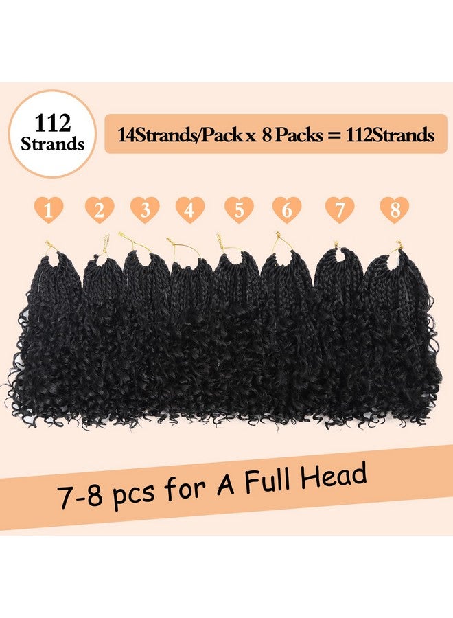 Julen Goddess Box Braids Crochet Hair 1B - 8 Inch Pre Looped Boho Crochet Braids With Curly Ends, 8 Packs Boho Braids Crochet Hair For Black Women 3X Crochet Boho Box Braids Synthetic Hair Extensions - Image 2