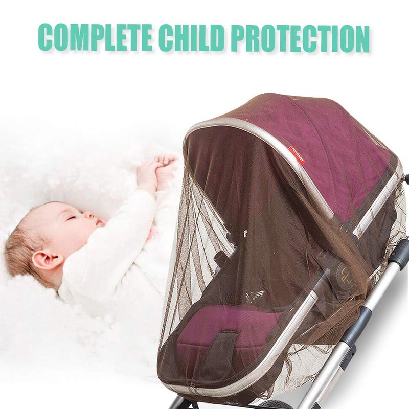 Sysmie Durable Baby Mosquito Net (2 Pack) - Perfect Bug Net for Strollers, Bassinets, Cradles, Playards, Pack N Plays and Portable Mini Crib (Coffee) - Image 5