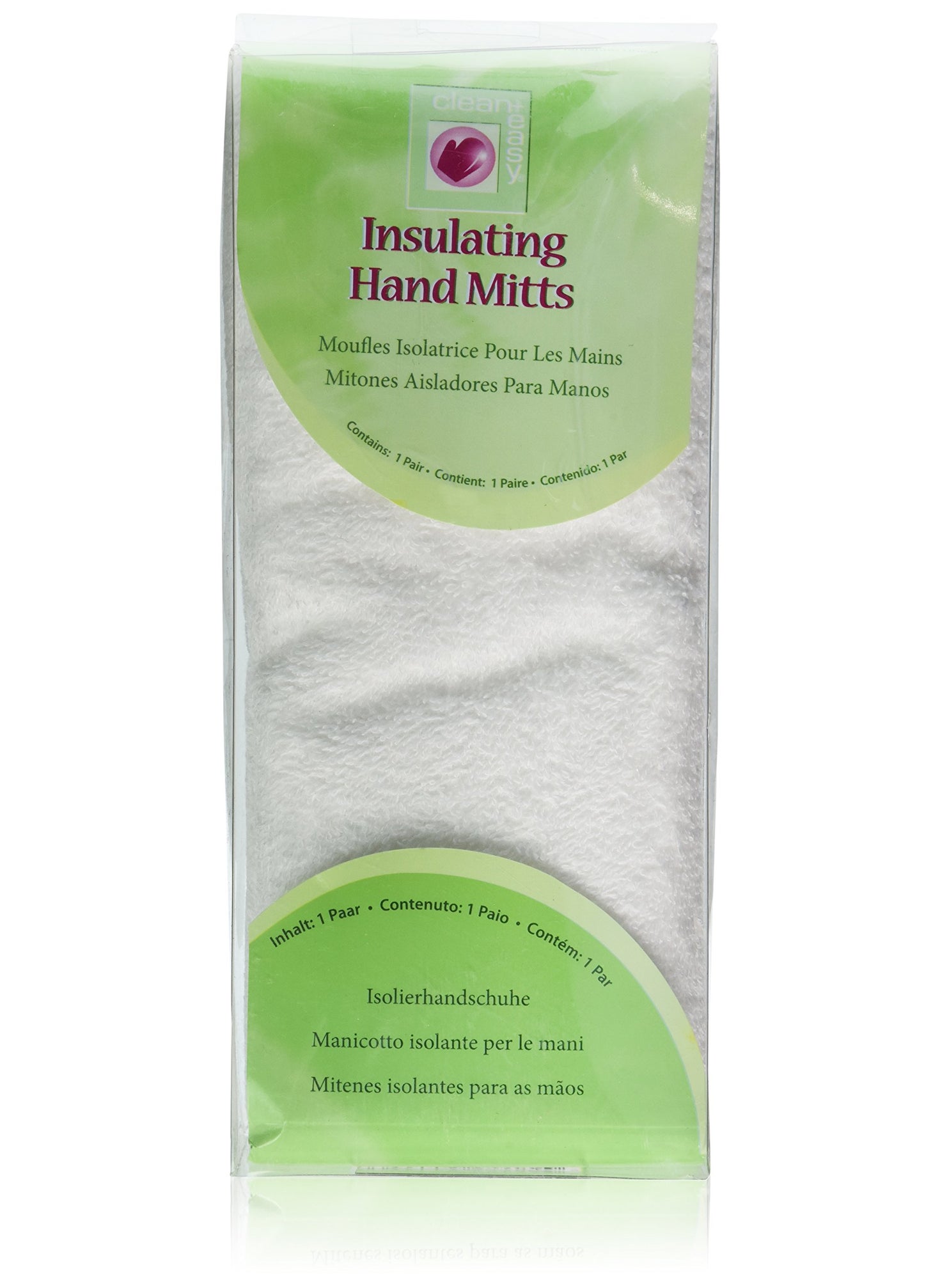Clean + Easy Clean + Easy Insulating Hand Mitts, Terry Cloth Thermal Gloves for Paraffin Treatment and Therabath, Calloused and Dry Skin, Made of 100% Cotton, Washable, 1 pair 