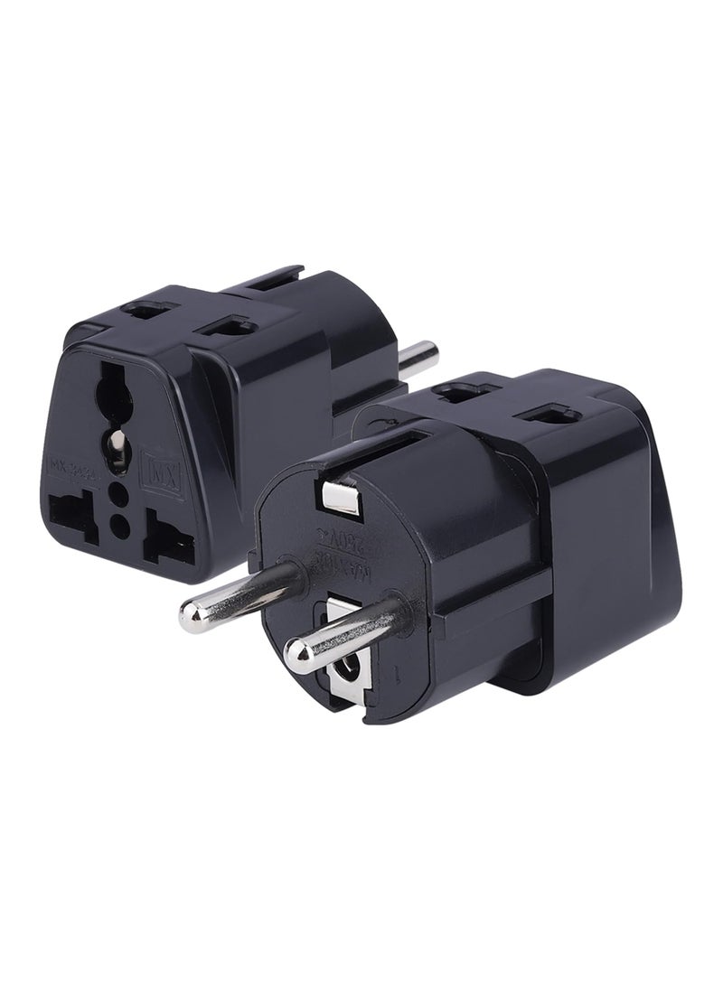 MX MX Europe Travel Adapter India to Europe Schuko Plug multipin Adapter 2 pin 3 Pin Universal Socket Type EF European Plug Worldwide Travel Adapter Use for Home Office MultiPurpose Black_2 pcs  - Image 1
