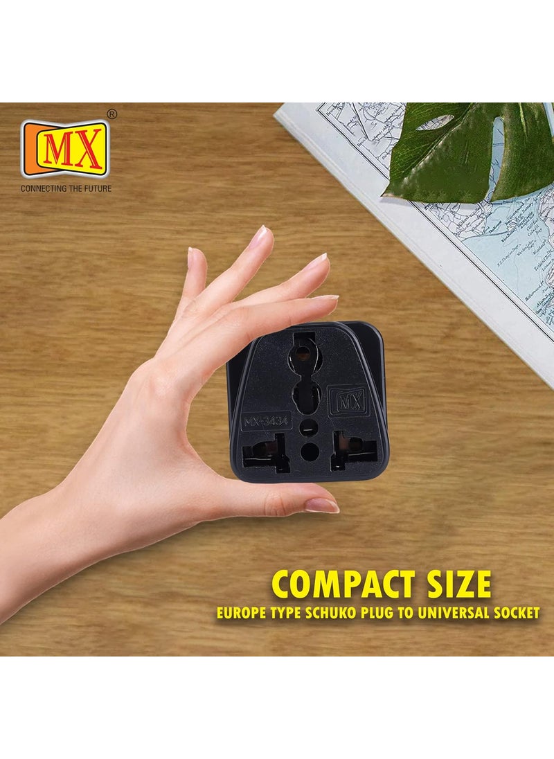 MX MX Europe Travel Adapter India to Europe Schuko Plug multipin Adapter 2 pin 3 Pin Universal Socket Type EF European Plug Worldwide Travel Adapter Use for Home Office MultiPurpose Black_2 pcs  - Image 3