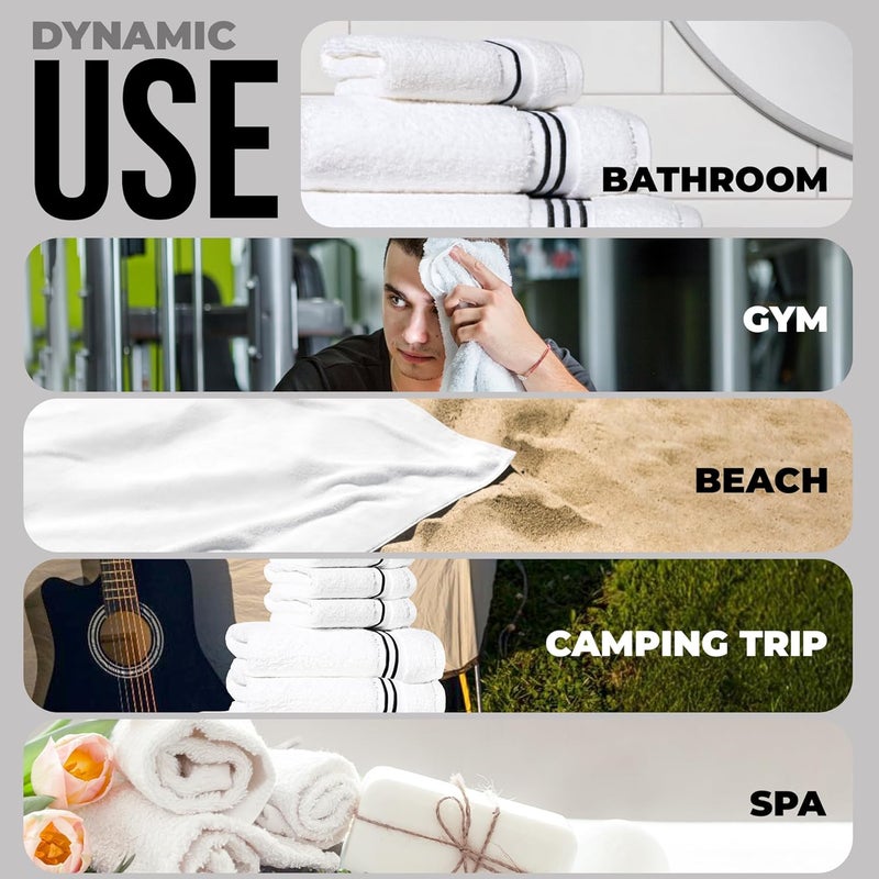 Simpli-Magic 8-Piece Premium Towel Set, 2 Bath Towels, 2 Hand Towels, and 4 Wash Cloths, 100% Ring Spun Cotton Highly Absorbent Towels for Bathroom, Gym, Hotel, and Spa - Image 4