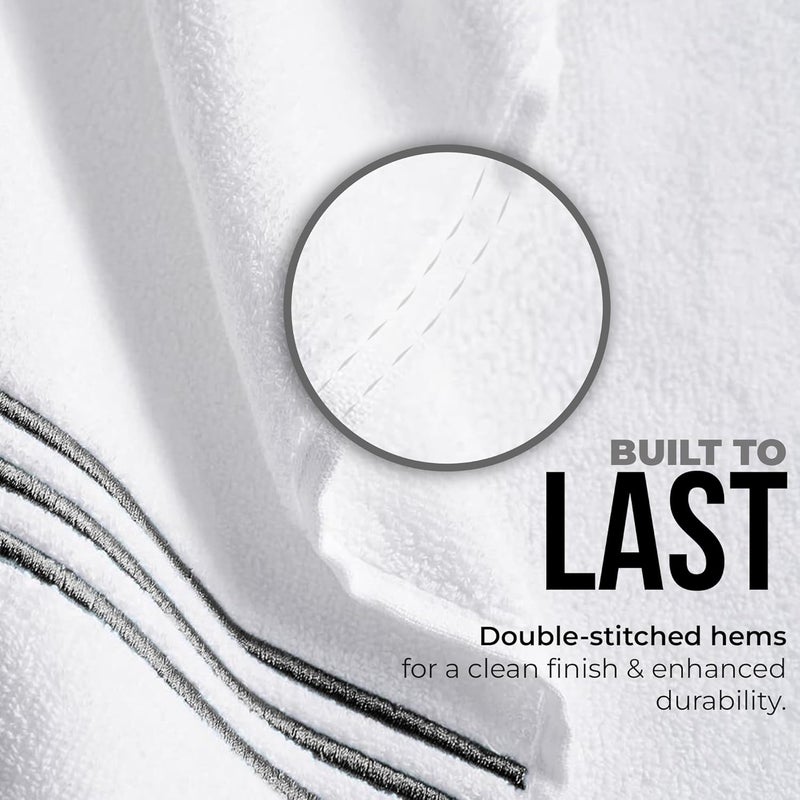 Simpli-Magic 8-Piece Premium Towel Set, 2 Bath Towels, 2 Hand Towels, and 4 Wash Cloths, 100% Ring Spun Cotton Highly Absorbent Towels for Bathroom, Gym, Hotel, and Spa - Image 3