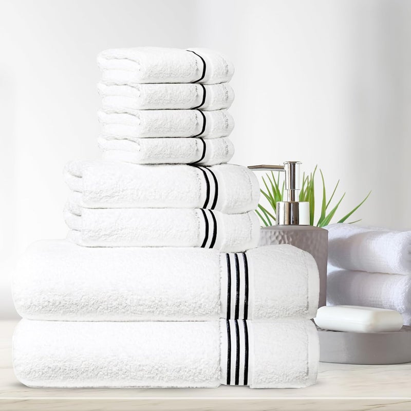 Simpli-Magic 8-Piece Premium Towel Set, 2 Bath Towels, 2 Hand Towels, and 4 Wash Cloths, 100% Ring Spun Cotton Highly Absorbent Towels for Bathroom, Gym, Hotel, and Spa - Image 2